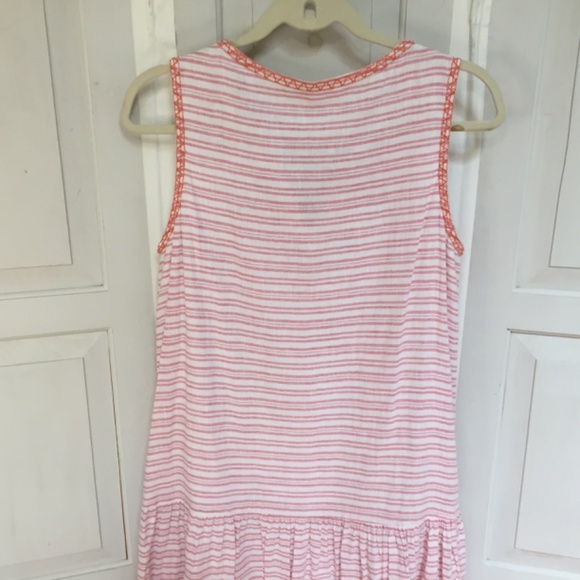 Beachlunchlounge Pink Linen Blend Striped Mini Dress - Picture 14 of 16